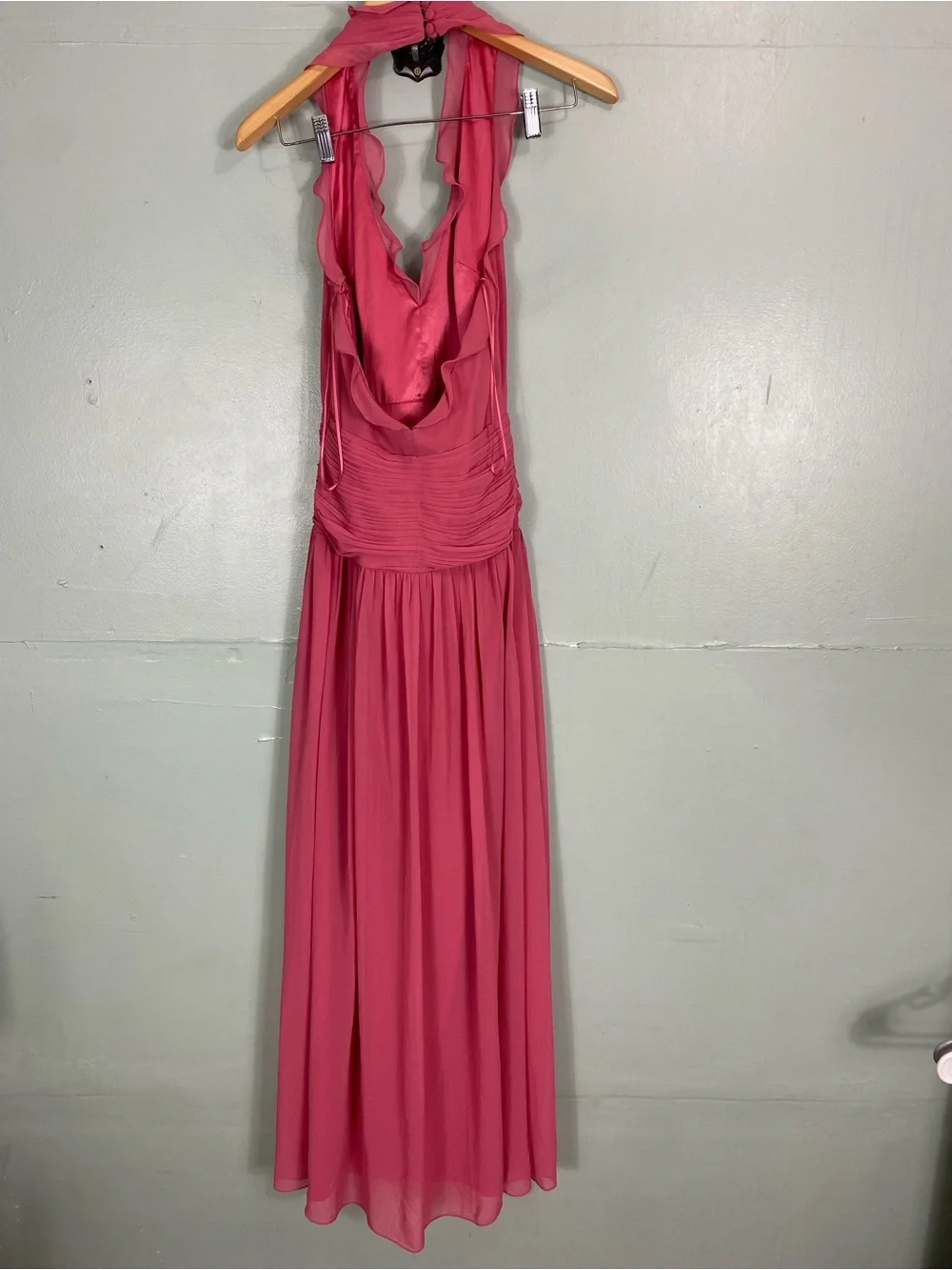 BHLDN Plunge Halter-Neck Chiffon Maxi Dress Size 4